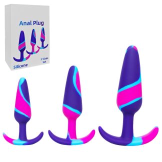 3 Sizes Rainbow Silicone Butt Plug Set for Beginners